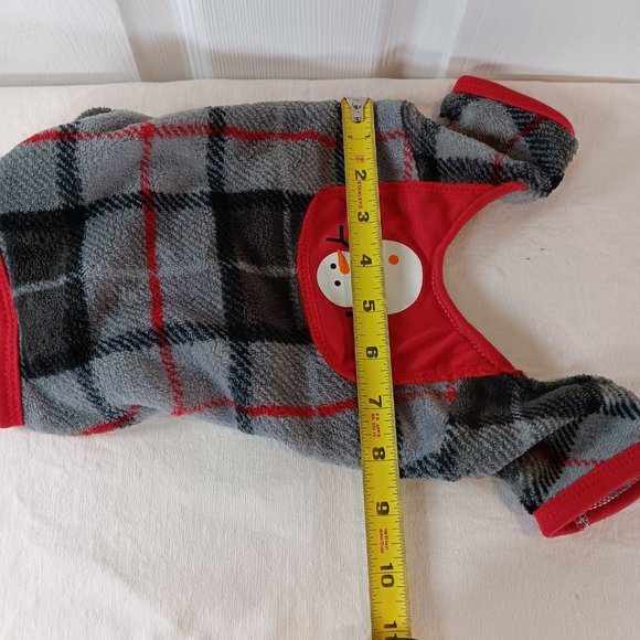 Dog Sweater Fleece Cozy Pet Clothing Black Gray Plaid Snowman Graphic NWOT - Picture 7 of 12